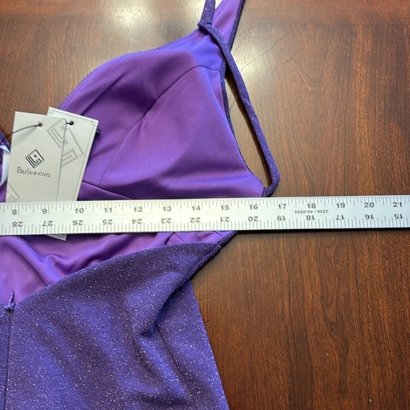 BerlinNova NWT Prom Purple Evening Metallic High Slit Mermaid Dress - Picture 8 of 12